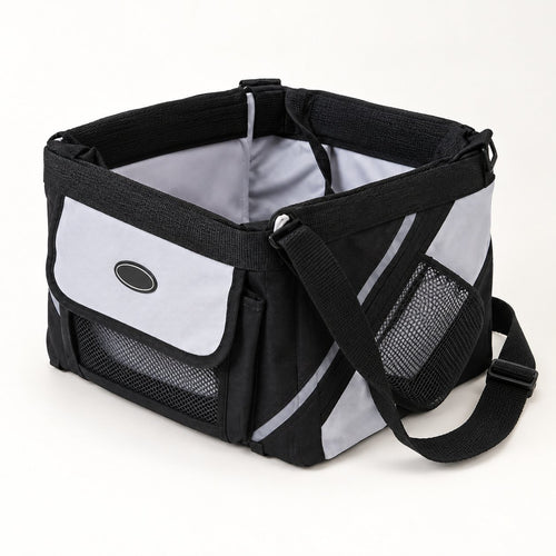 Black basket carrier, shown off the bicycle