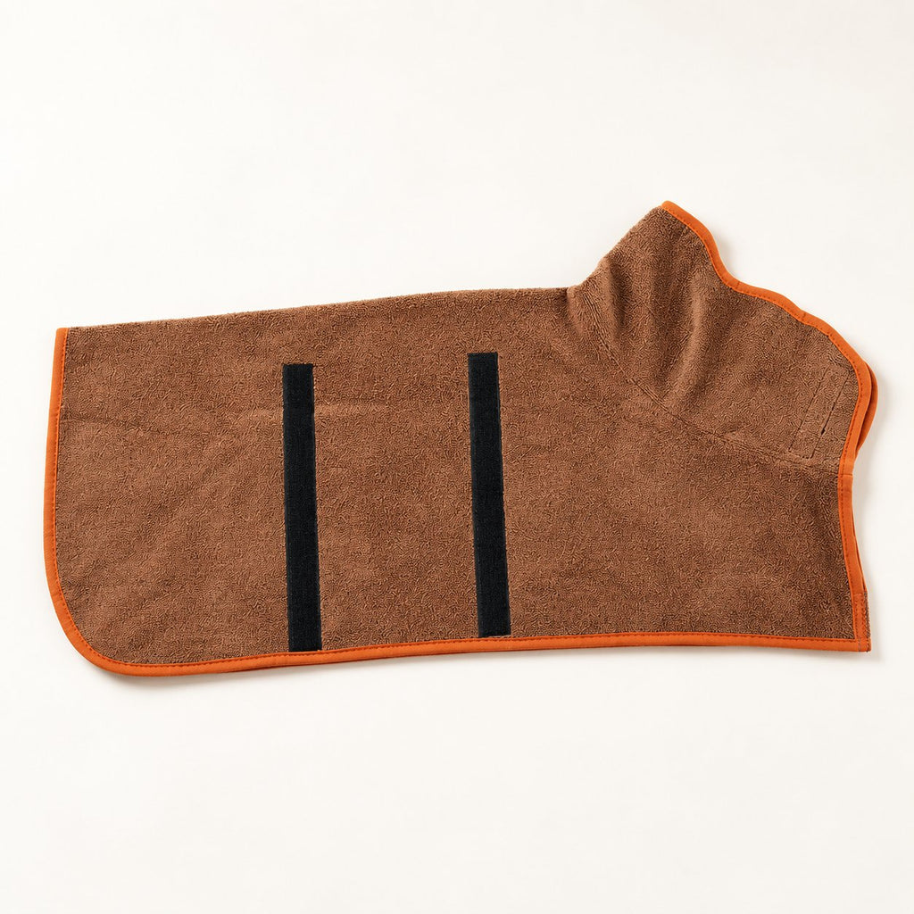 Brown dog bath robe