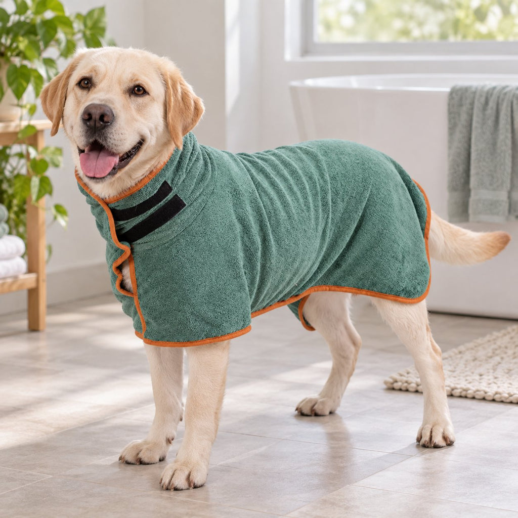 Green dog bath robe