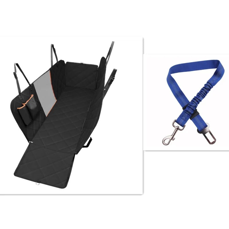 Black mesh-window cover with blue tether accessory
